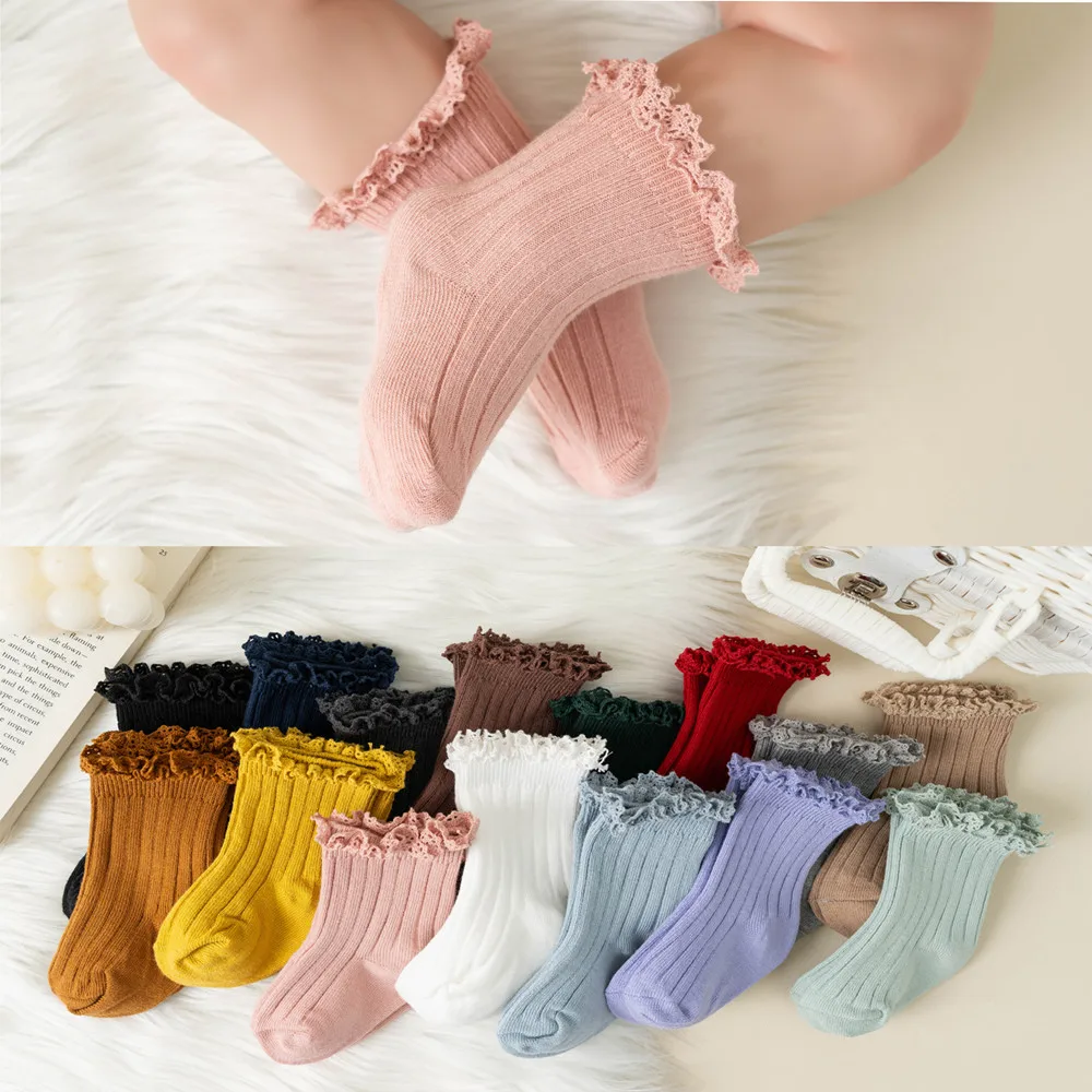 Chaussettes Courtes à Volants en Coton Doux pour Bébé, Uniforme Sвpour Enfant Fille de 0 à 8 Ans