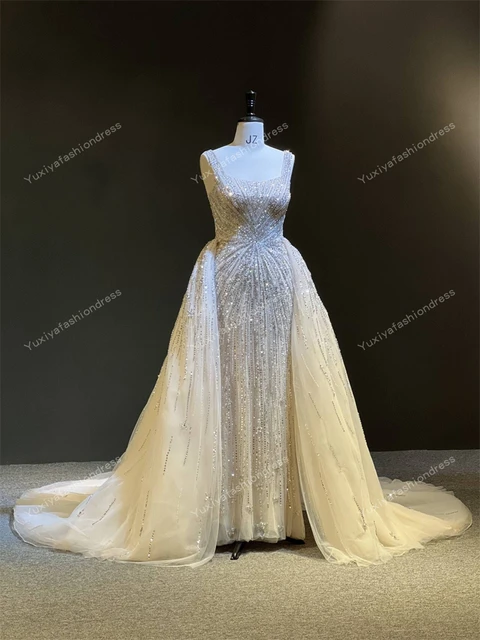 Z0287 personnalisé 100% Photos réelles luxe lourd cristal perceuse perles robe de mariée robe de mariage robe de mariée vestidos de novia – Image 2