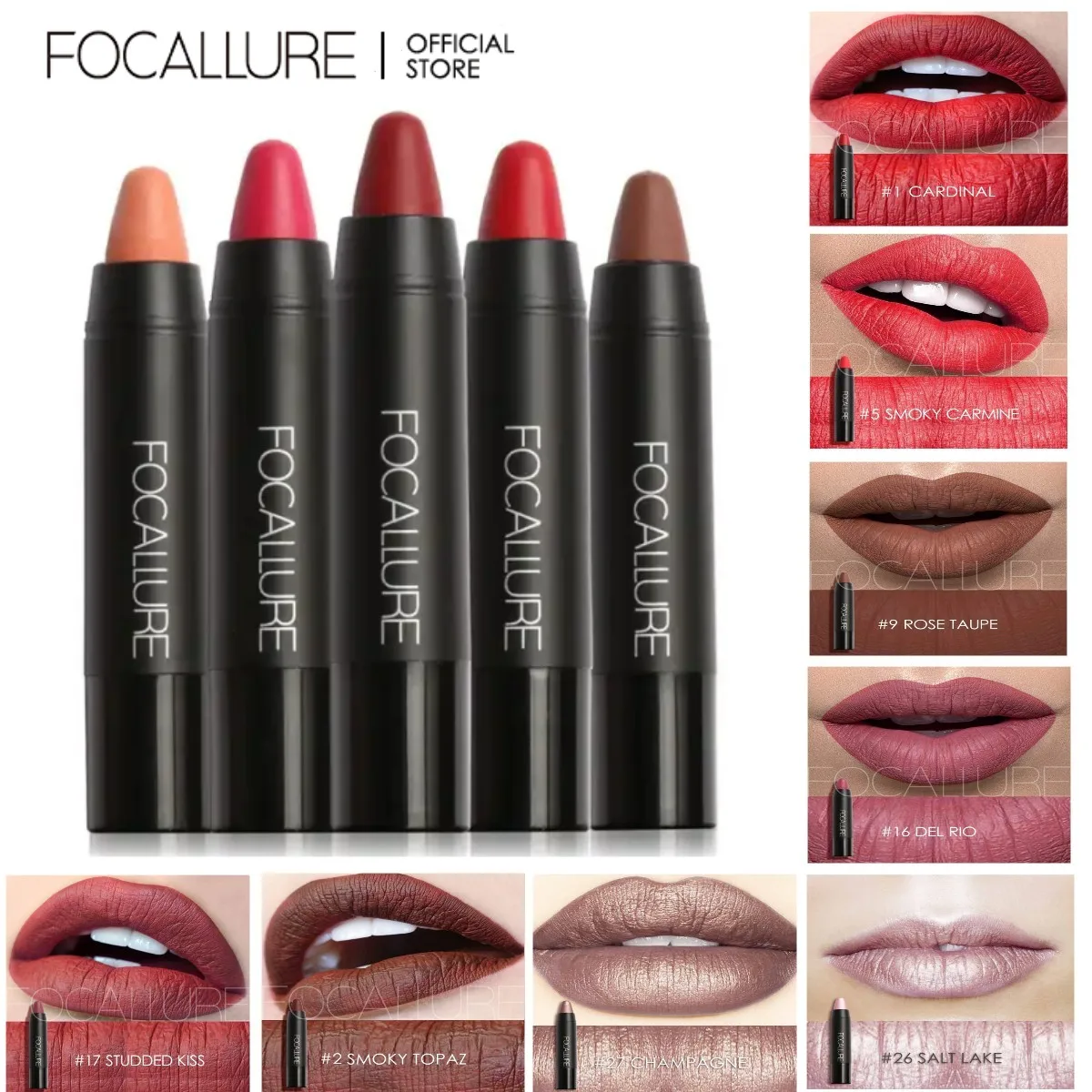 FOCALLURE mat rouge à lèvres crayon imperméable longue durée baume à lèvres 31 couleurs velours crayon à lèvres stylo lèvres maquillage femmes cosmétiques