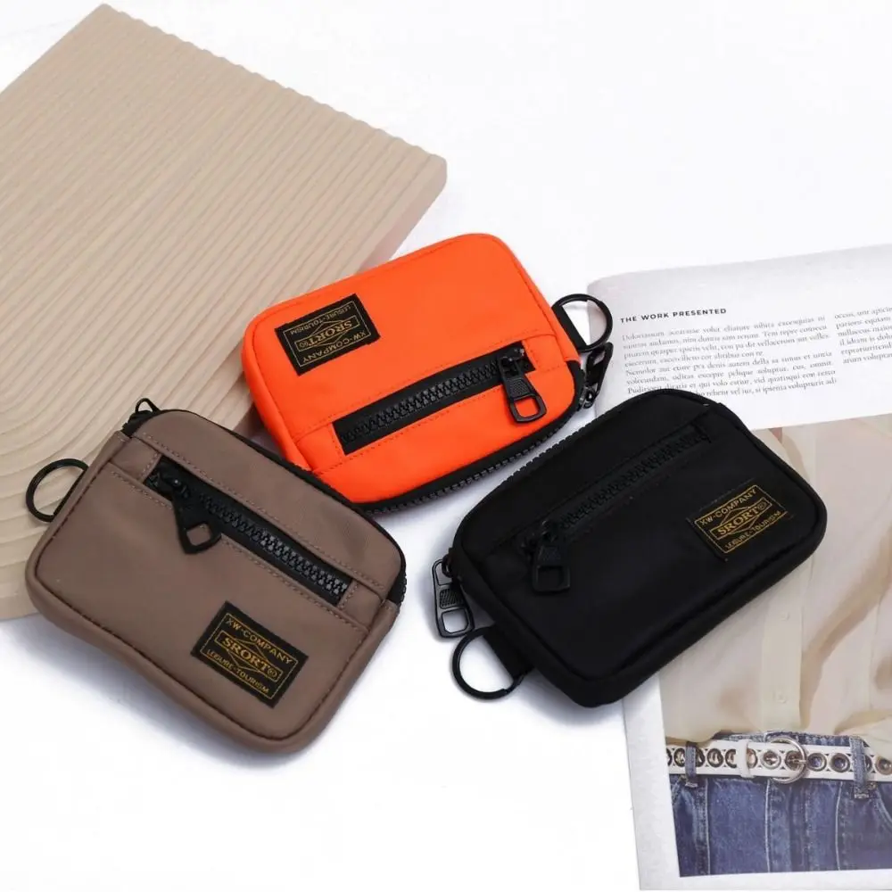 Porte-monnaie décontracté en toile pour hommes, portefeuille court avec fermeture éclair, porte-clé rétro, petit sac d'argent tendance, Mini sac à main pour jeunes