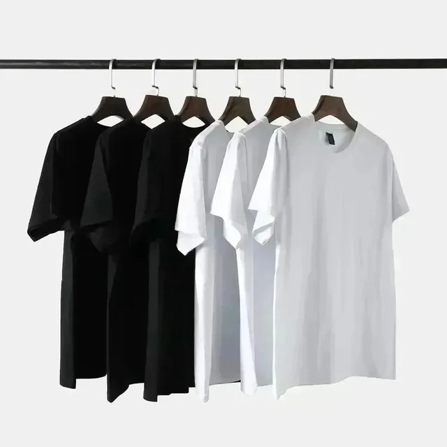 T-shirt décontracté en coton pour hommes et femmes, Économie vintage, High Street, American, Été, Haute qualité, Vente chaude, 2024 – Image 4