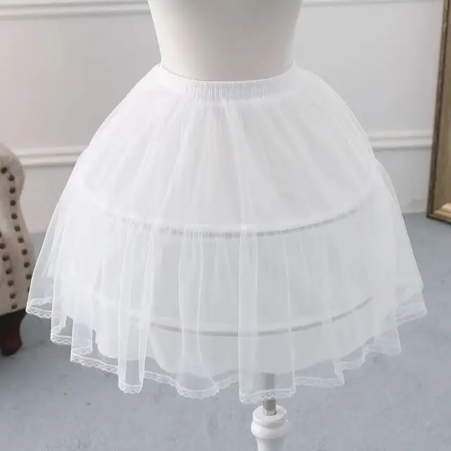 Jupon Crinoline pour filles avec cerceau sous jupe courte sous-jupe blanche a-ligne robe de bal jupons – Image 2