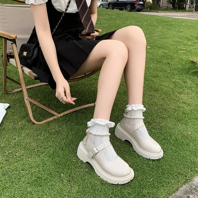 Chaussures de luxe en cuir Mary Jane pour femmes, chaussures de marche confortables et élégantes, plates et noires, mode printemps/automne – Image 4