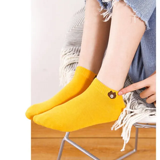 10 paires de chaussettes basses pour femmes, ensemble de chaussettes confortables à motif d'ours mignon, respirantes à la mode pour femmes, Style décontracté – Image 3