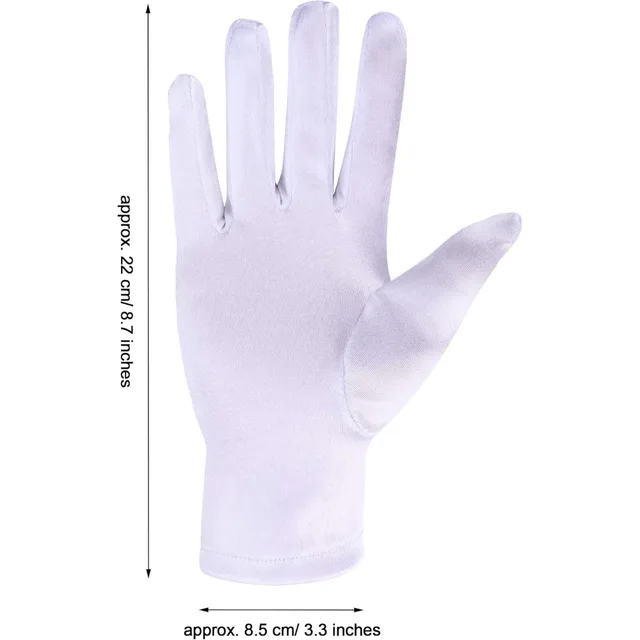 3 paires de gants longueur poignet pour femmes, gants courts en Satin, gants courts d'opéra pour fête de mariage des années 1920 (blanc 1) – Image 2