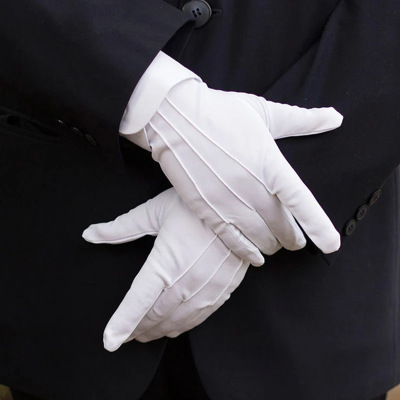 Gants formels blancs élégants, garde de smoking à doigt complet, défilé du père noël pour hommes, mitaines de conduite d'inspection fantaisie, gants antidérapants pour femmes