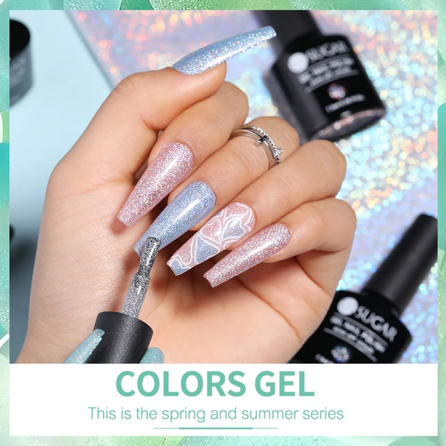 UR SUGAR 7ml réfléchissant paillettes vernis à ongles gelée couleur nue Semi Permanent tremper LED UV Gel à ongles bricolage Nail Art manucure – Image 5