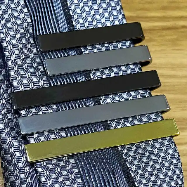 Pince à cravate accessoires de cravate cravates de Style de mode pour hommes ton métal fermoir à barre Simple fermoir pratique épingle à cravate pour pince à col pour hommes – Image 3