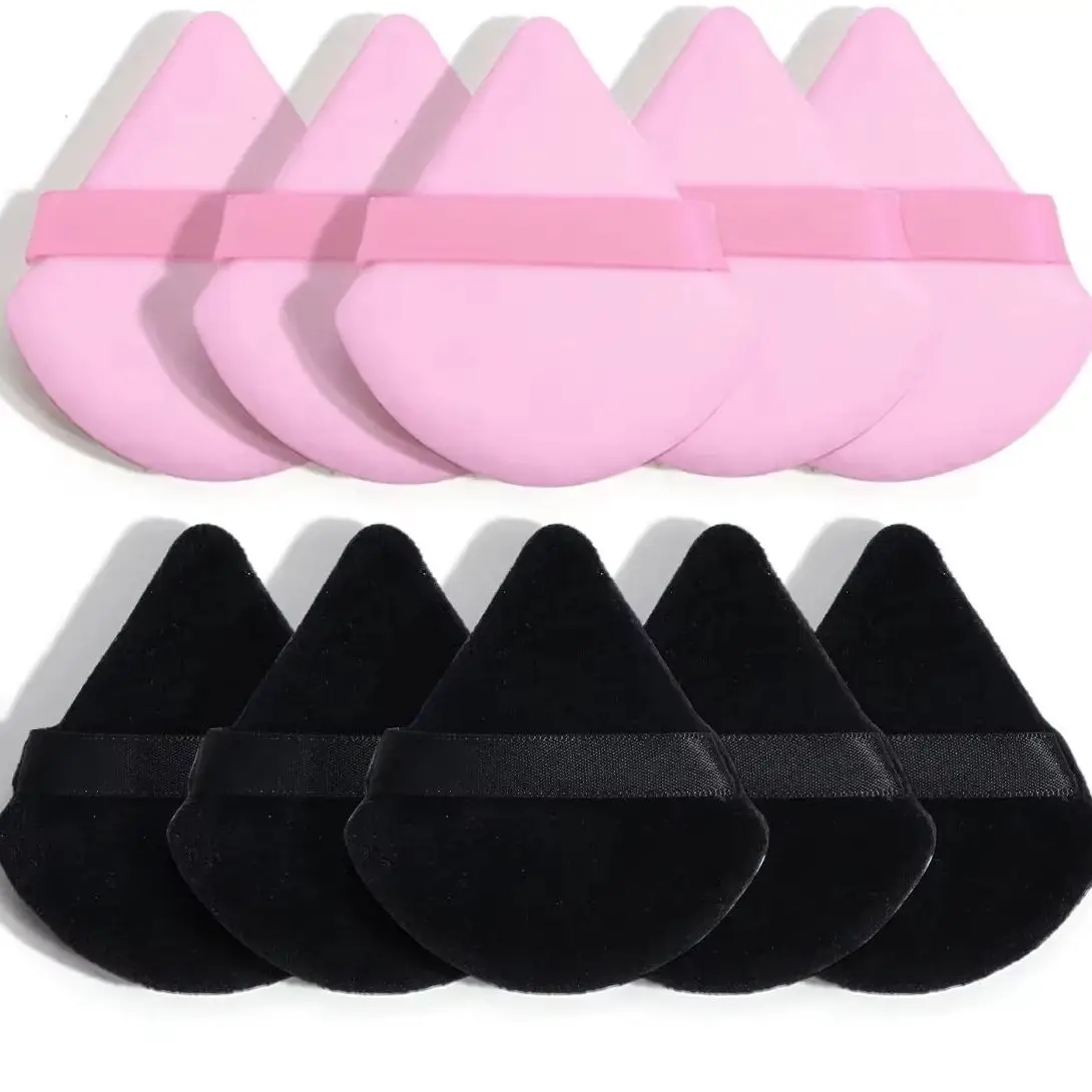 Poudre de fond de teint en peluche douce, houppette de poudre triangle, utilisation sèche pour adt, cosmétique liquide, support de maquillage, vente en gros, 10/12 pièces