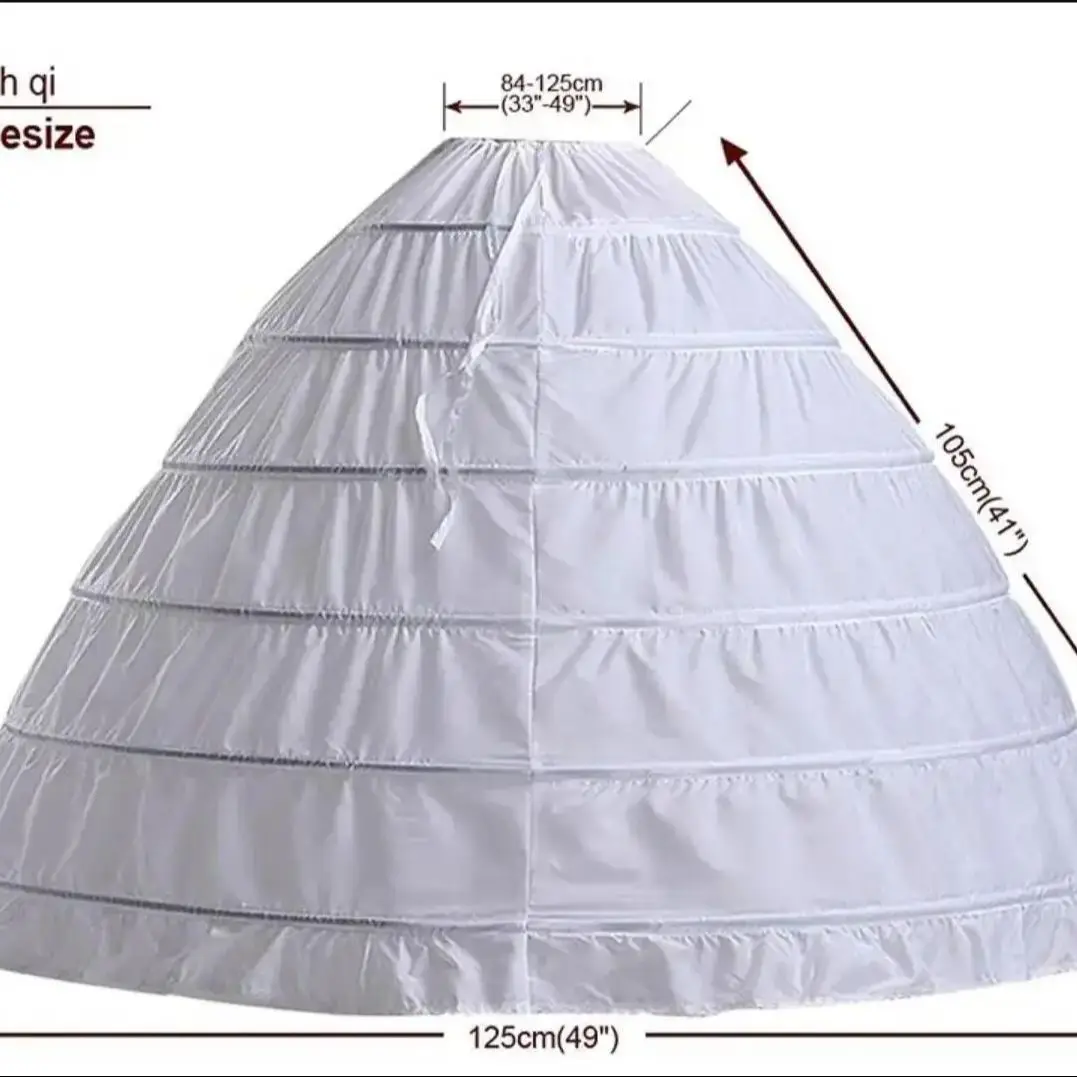 Jupon de mariage Long Crinoline à 6 cerceaux, noir et blanc, robe de bal, sous-jupe, demi-slip, accessoires de mariage
