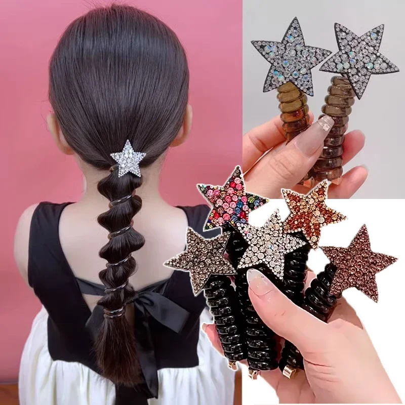 Bande de cheveux élastique en spirale pour enfants, fil de téléphone, nœud papillon, tissage de cheveux pour filles, accessoires pour cheveux, nouvelle mode