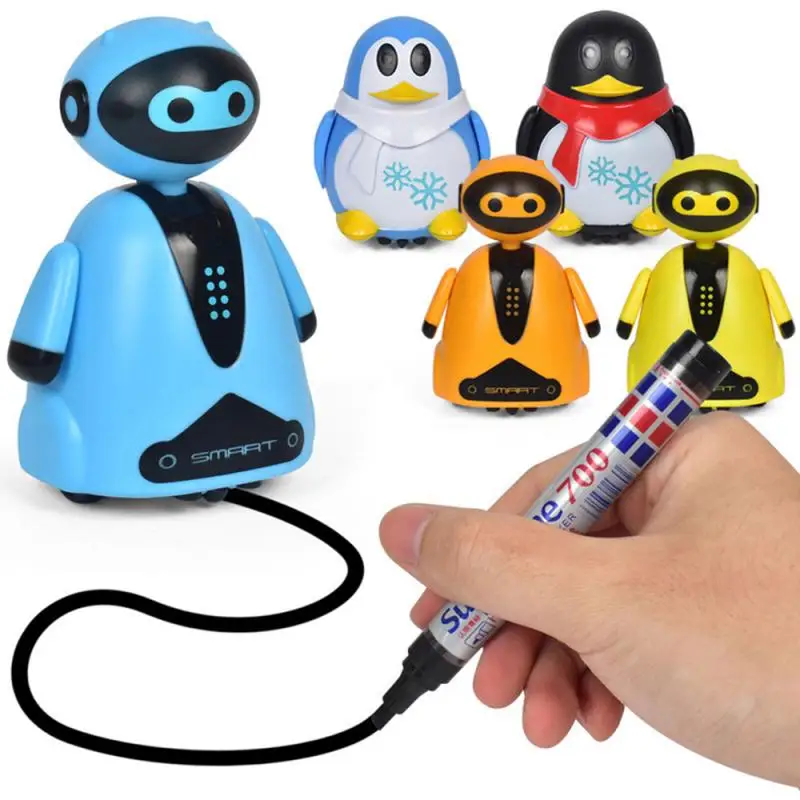 Dessiner des lignes suivre jouet créatif inductif Robot électrique voiture suivez n'importe quelle ligne vous dessiner Robot pingouin jouet éducatif jouet enfant cadeaux