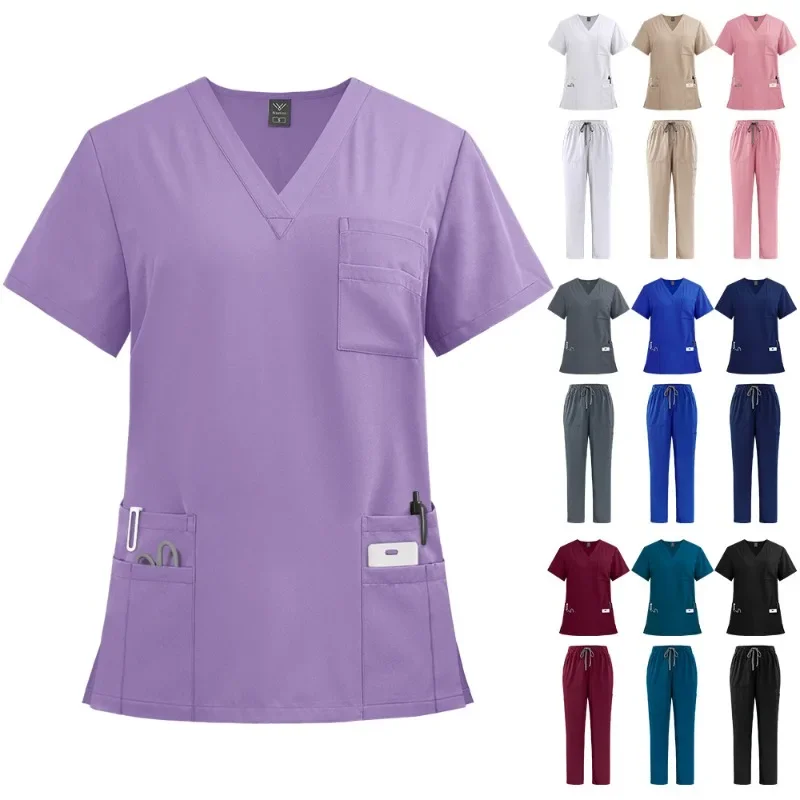 Doctor Suits High Quality Uniforme Medical Nurse Uniform Scrub Set Women and Men's Modern V-Neck Top and Pant Hospital Workwear