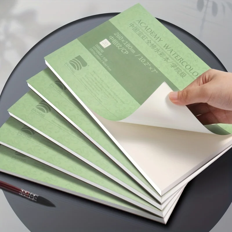 Professional 10.2"x7", 140lb/300 gsm Watercolor Paper 20 Sheets Hand Painted Watercolor Paper pad Book for Artist, Student