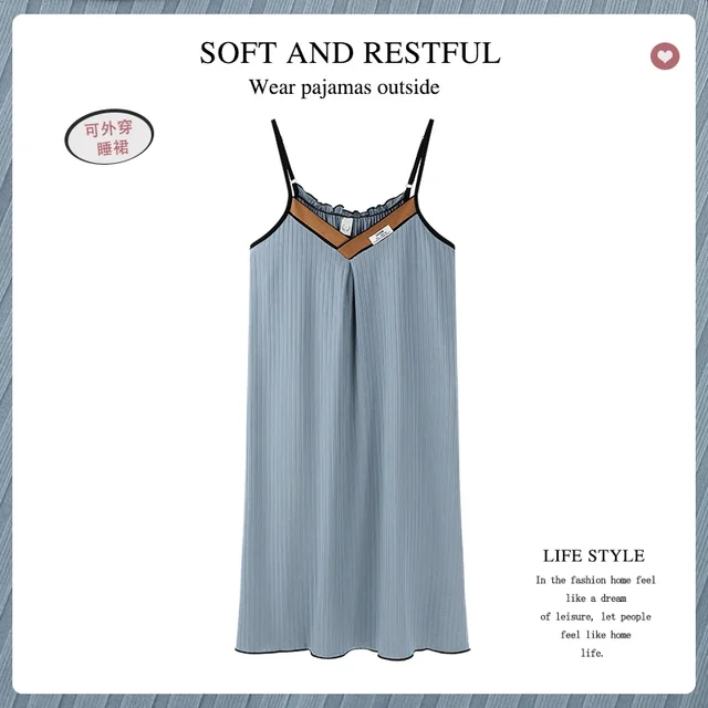 Korean night dress women mini nightgown dress sleepveless sexy suspension WOMEN'S nightwear 2023 Summer new sleepwear – Image 4