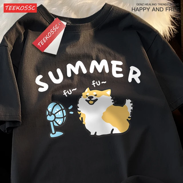 Économie respirants hip hop pour frères et sœurs, t-shirts Y-Fun, vêtements de rue en coton, un chien soufflant un fan, 16%