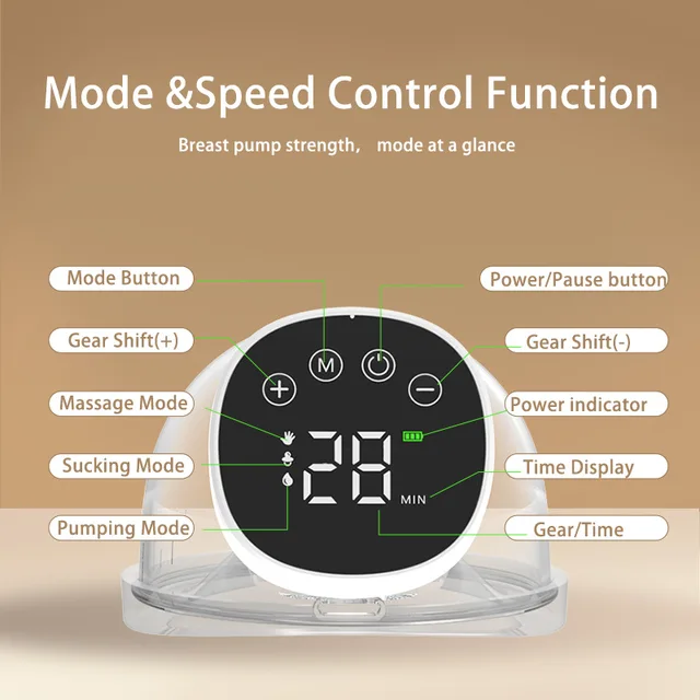 Tire-lait électrique portable, mains libres, sans BPA, faible bruit, aspiration injuste, 3 modes, 9 recyclables, pompe d'allaitement électrique portable – Image 4