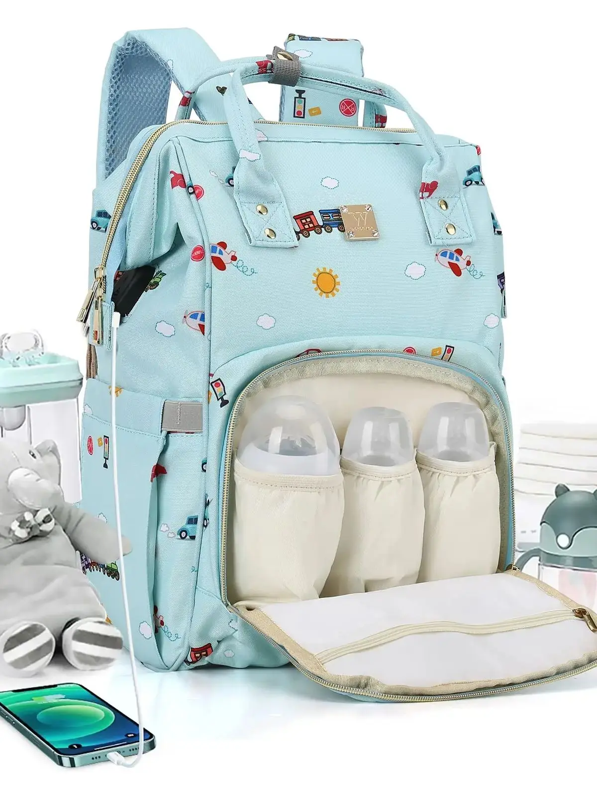 MUNIBackpack-Sac à Dos Multifonctionnel Imperméable pour Bébé, Sacs à Couches de Voyage en Plein Air, Grande Capacité