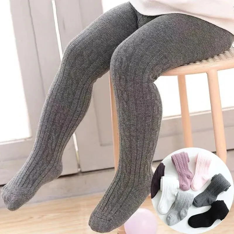 Collants tricotés en maille pour bébés filles, mignons, en coton, taille haute, respirants, pour tout-petits de 0 à 6 ans, printemps-automne