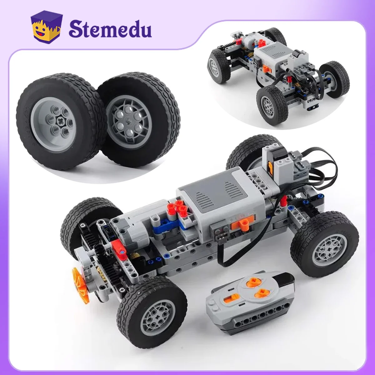 Châssis de voiture 4WD RC, ensemble électrique à quatre roues motrices, châssis technique en briques, récepteur de télécommande IR, Kit de pièces MOC pour legoeds