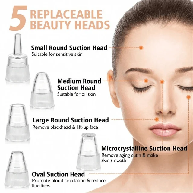 Nettoyant électrique pour les soins de la peau du visage, élimine l'acné sous vide, les pores profonds du visage, dissolvant de points noirs pour femmes – Image 5