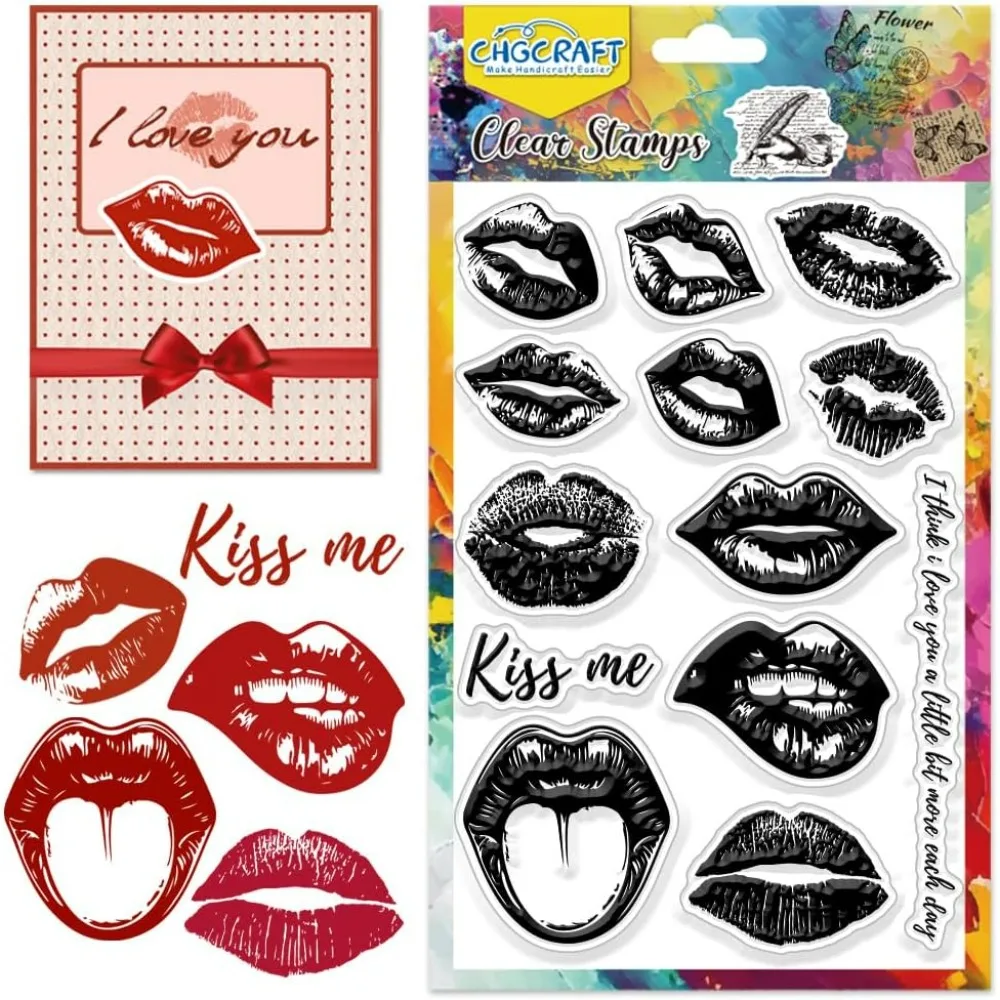 1pc Realistic Lips Clear Stamps Kiss Marks Silicone Transparent Stamp Silicone Stamps Seals for DIY Scrapbooking Journaling