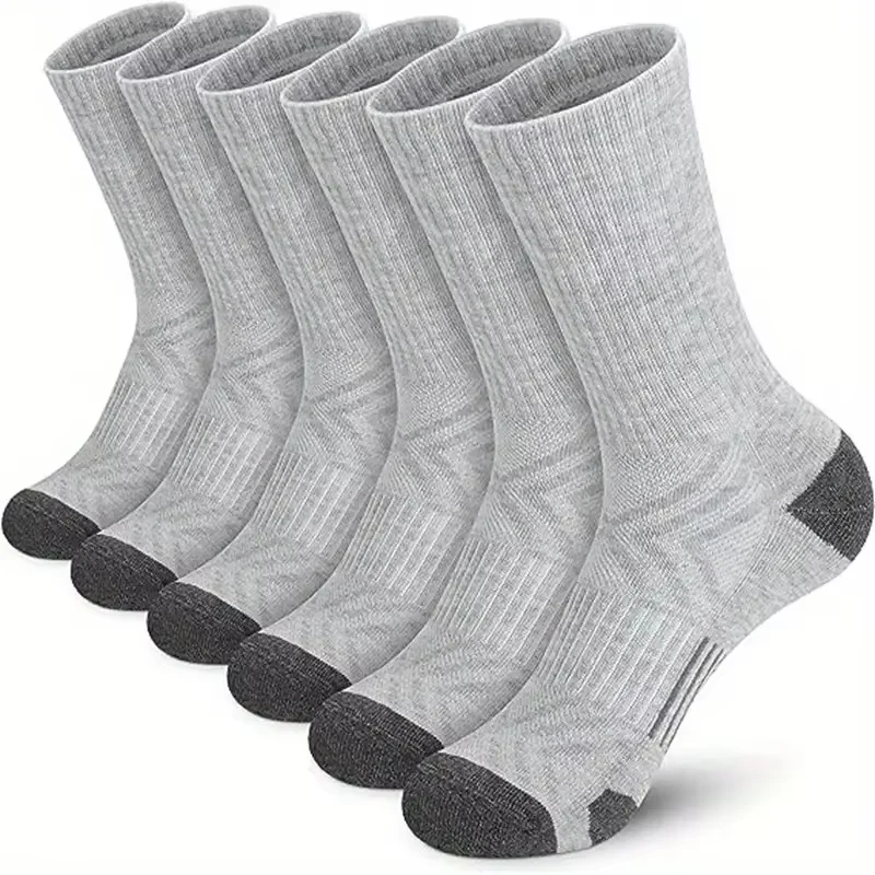 5 Pairs Men's Athletic Socks Sport Running Calf Socks Performance Cushioned Breathable Outdoor Crew Socks for Men Women