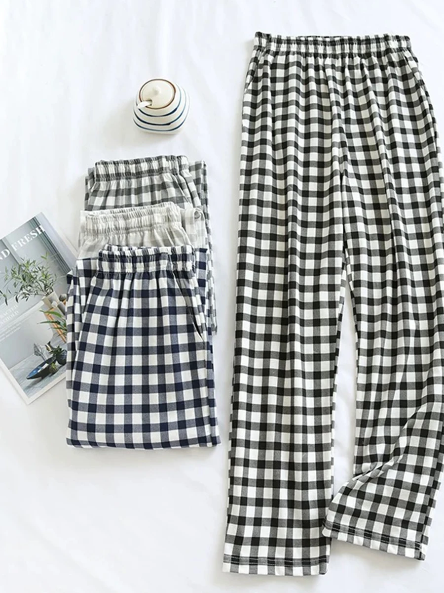Teenagers' Plus Size Men's Home Pajamas Can Be Worn Outside Thin Loose Home Clothes Spring and Autumn Casual Trousers
