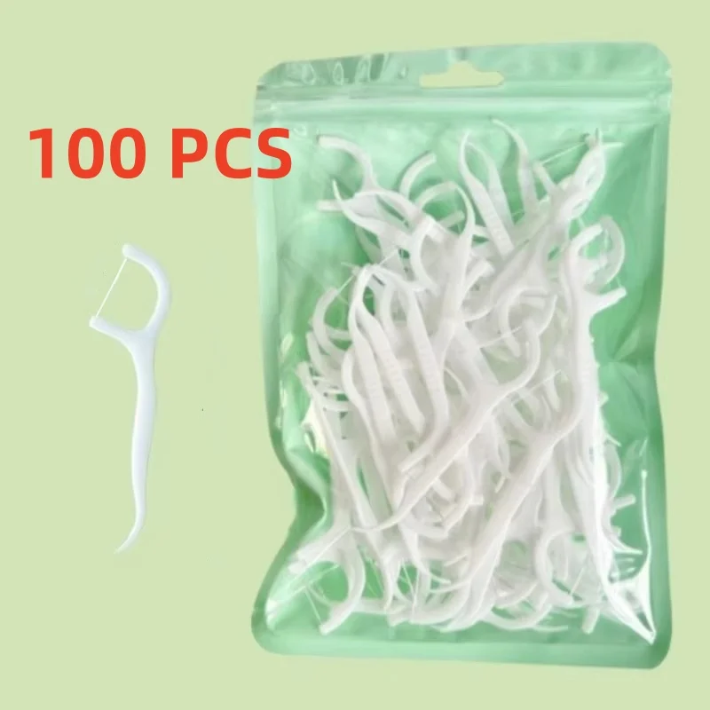 100 pièces bâtons de fil dentaire, fil dentaire de nettoyage en profondeur, soins bucco-dentaires, fil dentaire hygiénique jetable portable, voyage quotidien