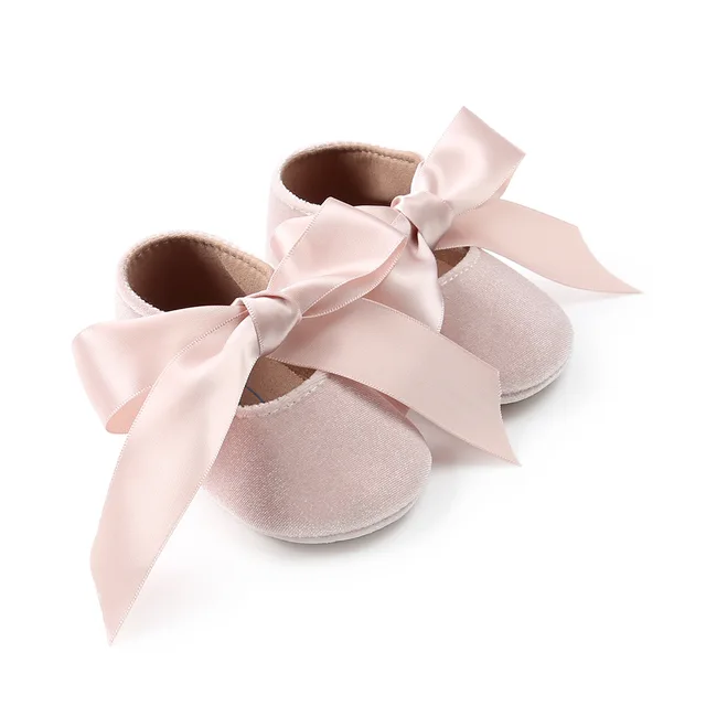 MRovior-Chaussures de ballet princesse pour bébés filles, chaussons non alds, semelle plate et souple, en coton et caoutchouc, avec nœud papillon, pour premiers pas – Image 2