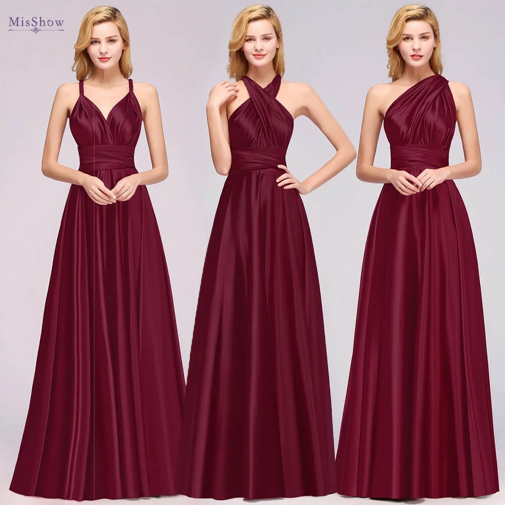 Robes de demoiselle d'honneur grande taille pour femmes, robe Infinity Convertible, Sexy, dos nu, multidirectionnelle, soie de lait, robes de soirée de mariage, 2023