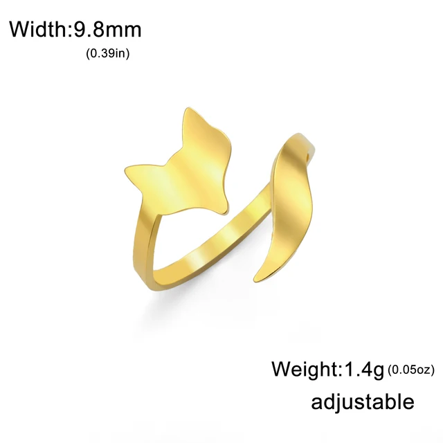 Bague ouverte en forme de renard en acier inoxydable pour femmes, anneau réglable décontracté, bijoux animaux à la mode, cadeau d'anniversaire pour femmes et hommes – Image 5