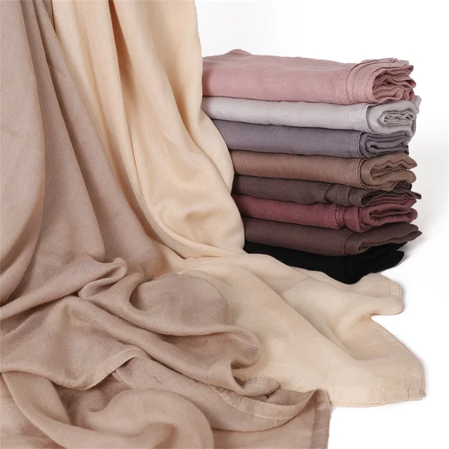 Ramadan couleur unie grande taille coton rayonne Hijab écharpe femmes musulman foulard enveloppes châles Femme Musulman bandeau Turban islamique – Image 2