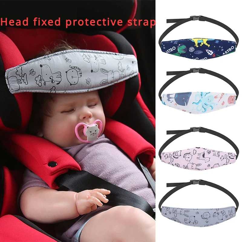 Ceinture de Fixation de tête de bébé, Support de tête de siège de voiture, ceinture de Fixation de chariot de poussée, positionneur de sommeil réglable, oreiller de sécurité pour bébé