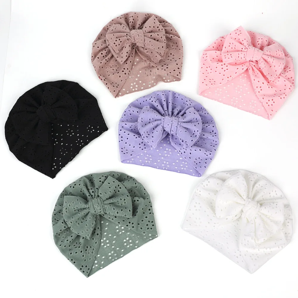 Accessoires pour cheveux de bébé, nœud de cheveux brodé en dentelle, bonnet pour bébés, chapeau à nœud, Turban noué pour filles, bandeau pour enfants filles
