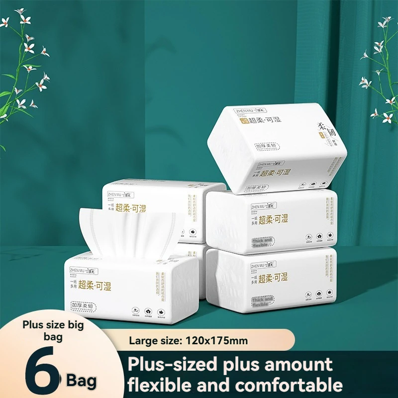 Papier hygiénique Extractable, 5 couches, épais, jetable, pour le visage, serviettes de cuisine, mouchoirs, 6 paquets