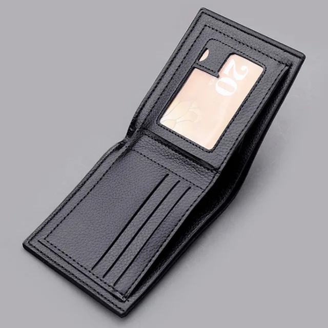 Portefeuille en cuir classique pour homme, porte-cartes de crédit, poche à monnaie, sac d'argent, court – Image 6