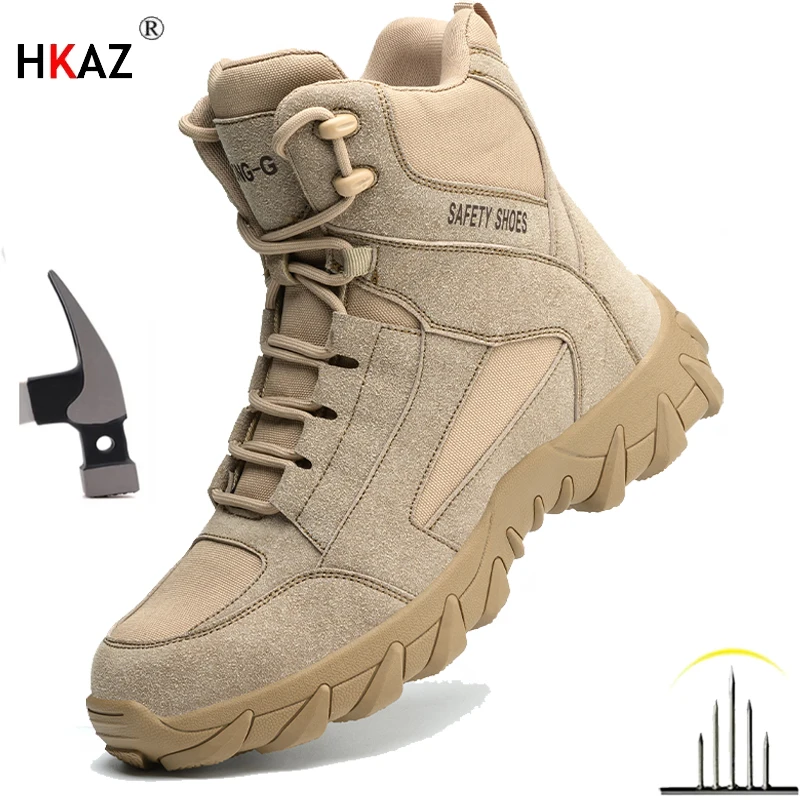 Bottes de travail Chaussures de sécurité indestructibles Chaussures à bout en acier pour hommes et femmes Travail de construction et usage quotidien Bottes de randonnée pour travaux en plein air