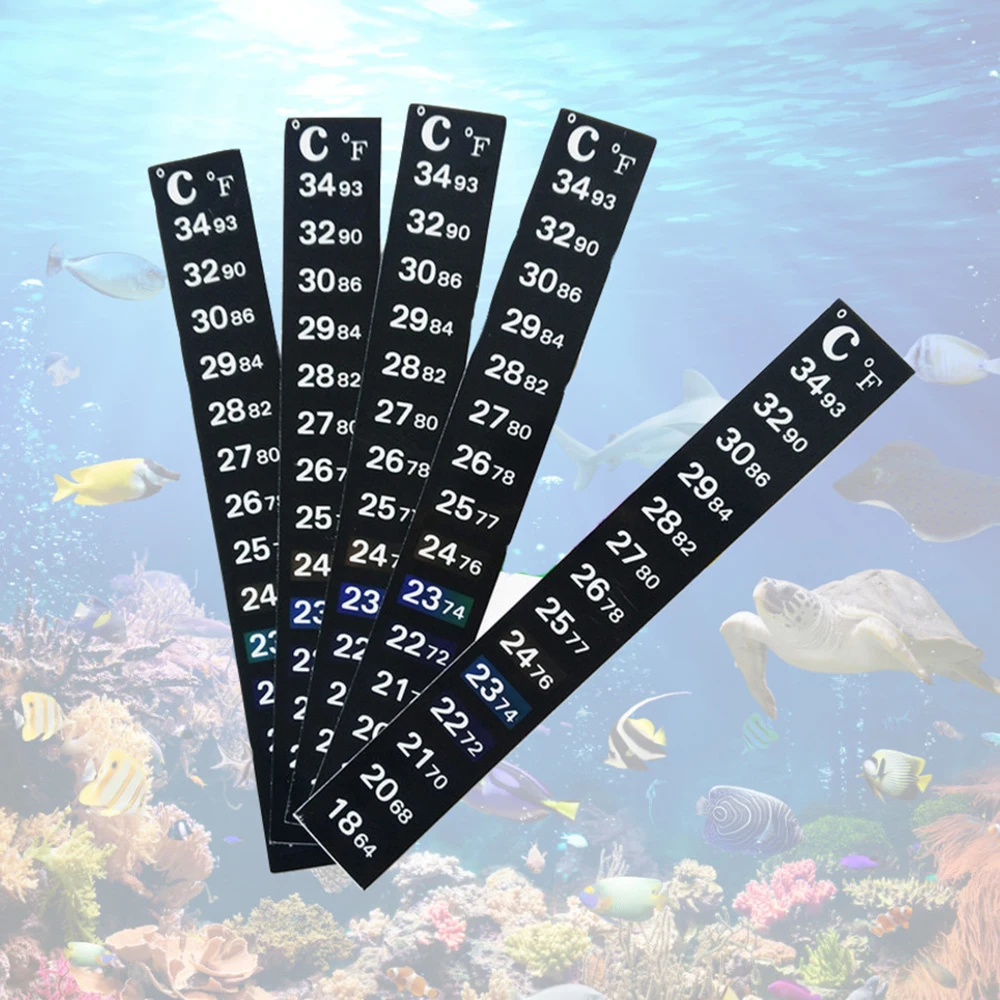 5Pcs/10Pcs Aquarium Fish Tank Strip Stick-on discolor Thermometer Sticker Adhesive Sticky Dual Scale Sticker Temperature Tools