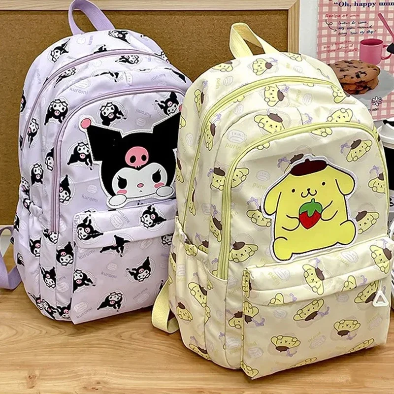 Anime Sanrio peluche cannelle sac à dos enfants fille garçon noir bleu cartable Kawaii étudiant sac d'école ordinateur grand cadeau