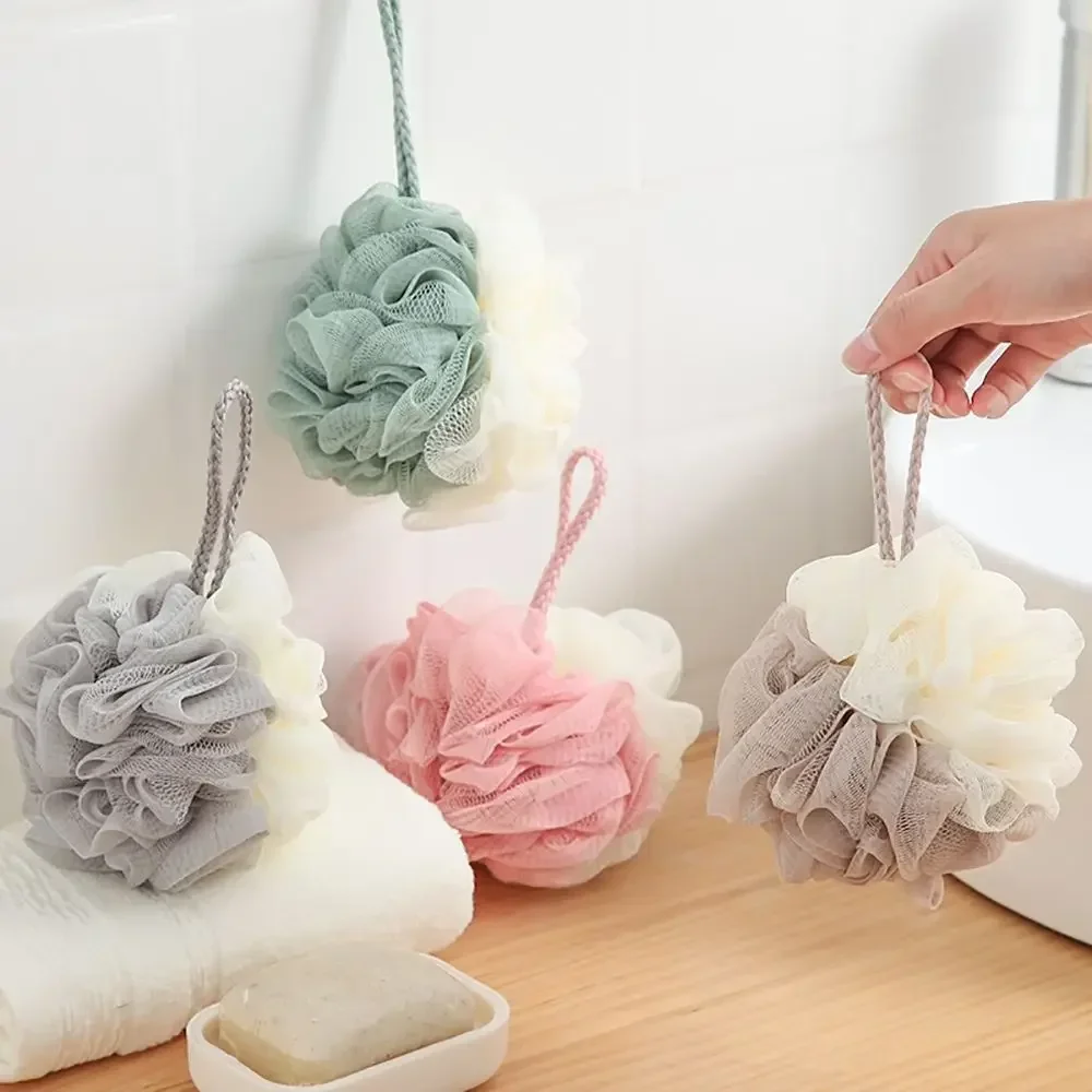 Éponge moussante en maille de douche douce, gommage corporel, brosse exfoliante pour le dos, nettoyant pour la peau, boule à bulles, soins de la peau, accessoires de bain