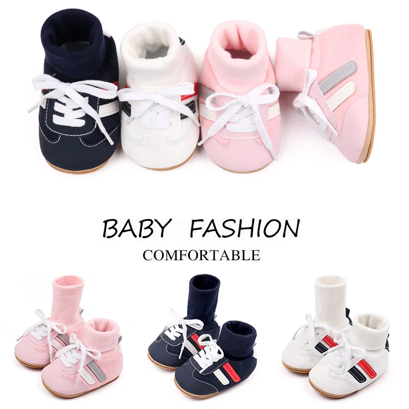 Chaussures en coton doux pour bébé, chaussette recouverte de rinçage, semelle de haute qualité, chaussures de prémarche pour tout-petits, design classique, 2024, BXC3182