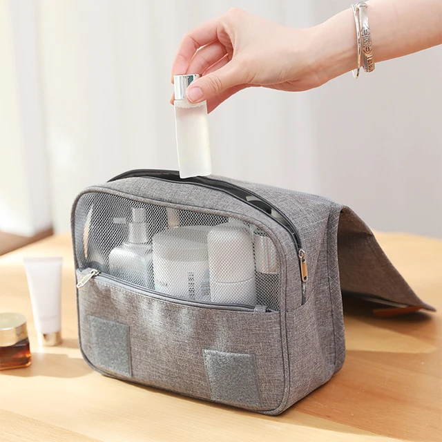 Trousse de toilette de voyage de grande capacité, sac à cosmétiques Portable multifonctionnel avec crochet, sac de rangement, sac de rangement de voyage pour hommes – Image 2