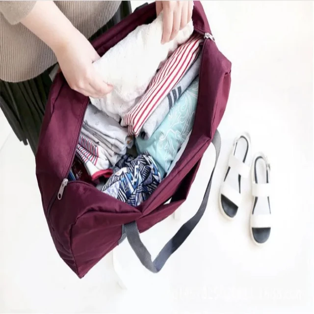 Sac de voyage pliable pour compagnie aérienne, sac à main pour femmes et filles, léger, grande capacité, sport, week-end, voyage de nuit – Image 4