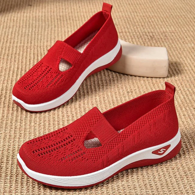 Femmes baskets à semelles compensées chaussures de haute qualité sans lacet chaussures plates hommes mocassins respirant maille baskets de course dames chaussures de Sport – Image 2