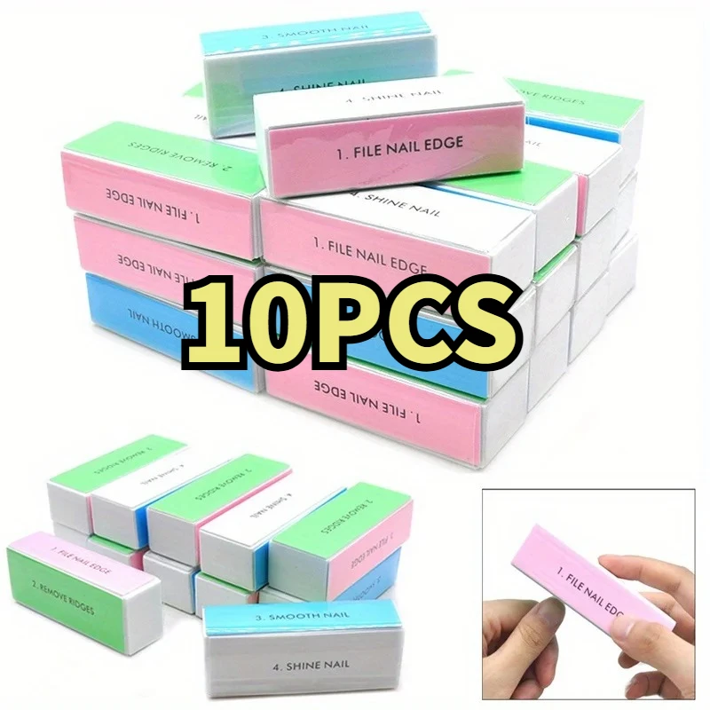 1/3/5/10 pièces/ensemble bloc tampon à ongles 4 voies bloc de polissage coloré brillant polisseuse lime de polissage des ongles manucure ponçage