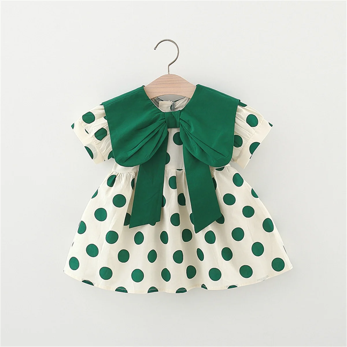 Robe d'été à manches courtes pour bébé fille de 0 à 3 ans, vêtements confortables en coton imprimé à pois pour enfants