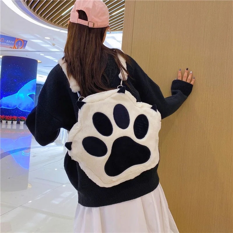 Sac à dos à griffes de chat mignon pour filles, sacs à bandoulière en peluche Y2K, stockage moelleux Kawaii de dessin animé, sacs d'école initiés, cadeau d'anniversaire, P22