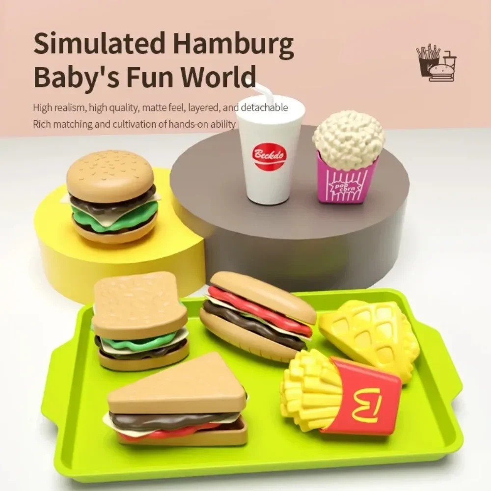 Hamburger restauration rapide semblant jouet détachable en plastique Snack Hamburger jouet cuisine jouer maison faux jouet alimentaire cadeau pour fille garçon