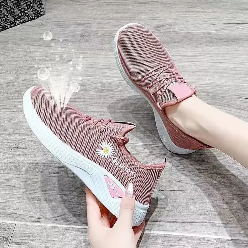Nouvelles chaussures de sport à la mode pour femmes, maille à semelles souples épaisses et respirantes, chaussures décontractées légères, chaussures en noix de coco à la mode